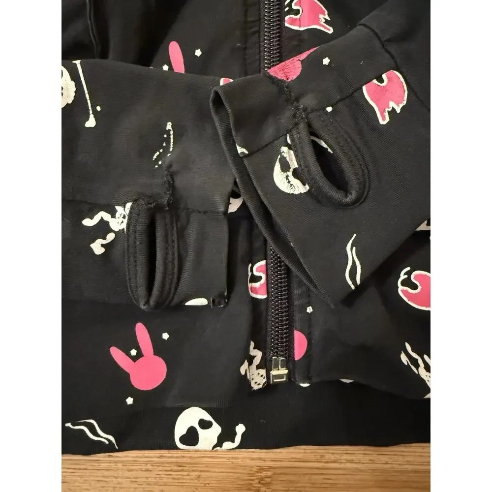 RARE Living Dead Souls Sz M Bunny Pink Paw Print Hoodie.